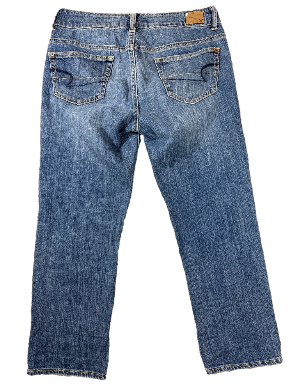 American Eagle Light Blue Wash Boy Fit Distressed Denim Jeans SKU1555 - Picture 7 of 12